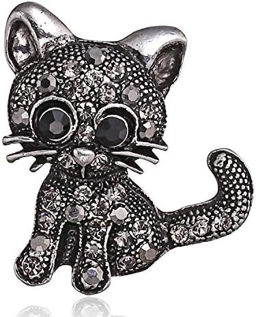 Broche chat cristal strass - broche,