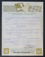 Facture FABRIQUE CERAMIQUE DOUZIES-MAUBEUGE Nord illustrée 115