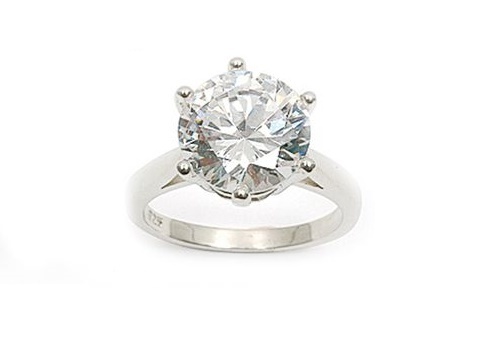 Bague rhodié t56 solitaire - bague,