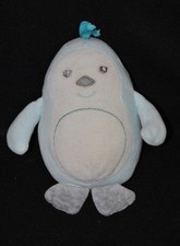 Peluche doudou pingouin manchot MARESE blanc bleu pieds gris 17 cm TTBE