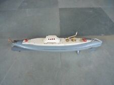 Vintage Mécanique Litho Bleu & Blanc Litho Bateau Boite Jouet, Japon