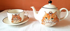 Théière + Tasse et sous tasse  Arthur Wood  à décors de chats