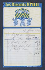 Facture 1920 LES BISCUITS BRUN 3 militaires illustrée billhead 109