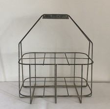 Porte bouteille 6 compartiments en métal vintage, casier à bouteille ancien