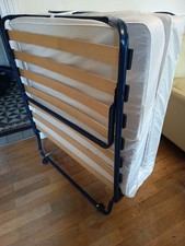 lit d'appoint pliant noir pour adulte avec matelas