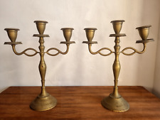 Paire de chandelier 3 branches en Laiton