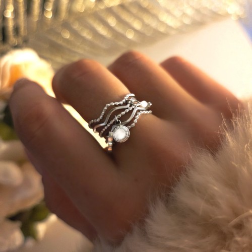 Bague argentée ajustable - , en