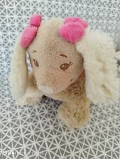 Doudou peluche sac chien beige Scuba noeuds rose Noukies