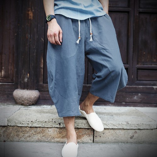Homme pantalon capri coton lin - homme,