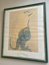 Affiche Encadrée « Rodin » – Reproduction Dessin Aquarelle – 64x53 cm – Vintage