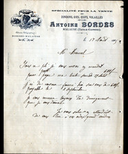 MALAUSE (82) Matériel pour ELEVAGE de VOLAILLES "Antoine BORDES" Lettre en 1905