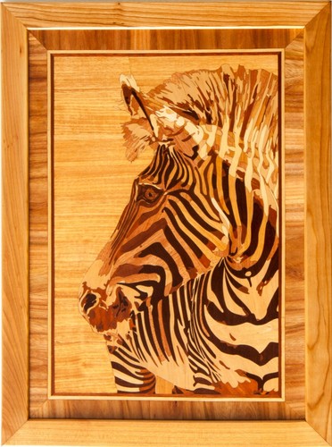 Zèbre safari mosaïque bois