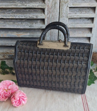 ANCIEN PETIT SAC EN OSIER NOIR DE MARCHE
