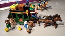 VN LOT PLAYMOBIL DILIGENCE VERTE US MAIL SHERIFF WESTERN COWBOY SOLDAT NORDISTE