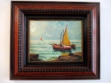 "R.U RINALDI" Marine. Huile sur panneau.