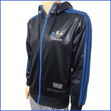Adidas track jacket Chile 62 Rétro Vintage Rare Black Blue Gold Shiny Size S