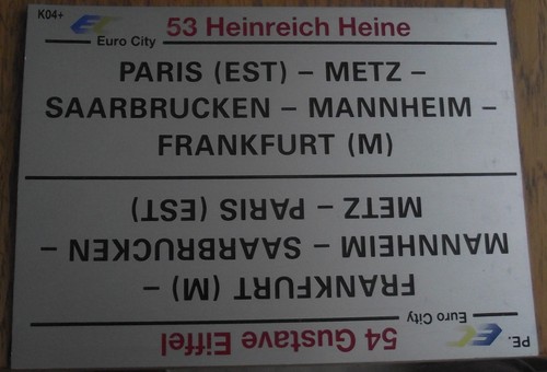 Plaque destination euro - de,