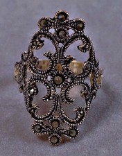 Ancienne bague marquise argent