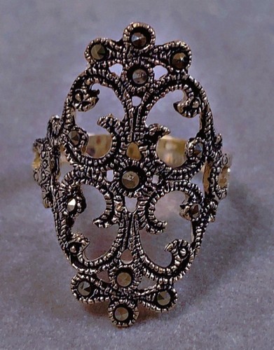 Ancienne bague marquise argent
