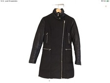 Superbe manteau doudoune noir Manches  cuir Zapa 36 tbe