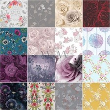 Papier Peint Fleur Roses Fleurs Bloom Glycine Paillette Métallique & Plus