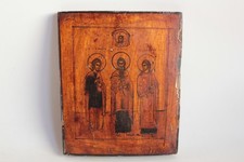 Ancienne icône orthodoxe Trois Saints et Mandylion (72867)