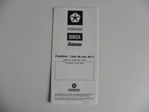 Petite brochure chrysler simca - petite,
