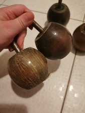 Pieds de lit rond en bois massif marron vernis