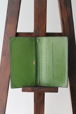 Hermès couverture d’agenda vintage en cuir bleu et vert (1985)