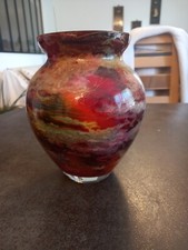 Très joli vase verre  Rouge signé jean Noël Bouillet