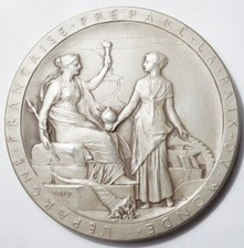 RARE MEDAILLE ARGENT DE L'OUVERTURE DU CANAL DE SUEZ 1869 (graveur : Roty)