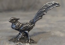 Faisan miniature en étain argenté