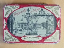 ancienne boîte en métal - publicité - bergamotes de Nancy