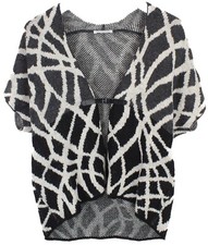 Nara Maglie Pull Femme Moyen Mélange De Laine D'Alpaga Manches Courtes Cardigan