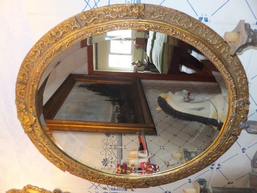 Miroir mural bois doré - miroir,