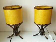 Lampe chevet rotin 1960 - lampe,