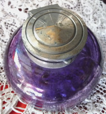 ANCIEN ENCRIER ART DECO EN VERRE taillé ET LAITON - début XXème