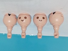 PLAYMOBIL x4 TÊTES MODERNES FIGURINE PIRATE FRANÇAIS VIKING COWBOY ANGLAIS GA...