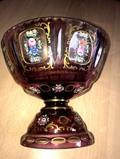 Grande coupe sur piédouche cristal de Bohème début XXème