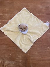 Doudou Plat BENGY Chat Ours Patou Jaune Bandana Bleu