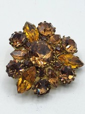 XB-Broche Vintage Strass Ambre