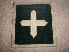 ANCIENNE BOURSE NOIRE DAMASSE/GALON FILS ARGENT/COLLECTION/MESSE