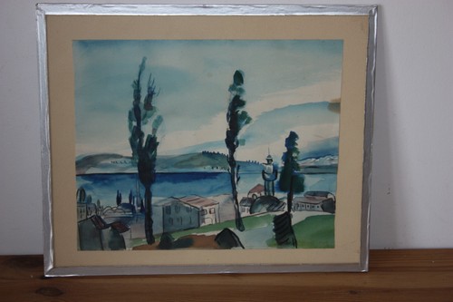 Petite aquarelle signée bord - petite,