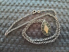 Collier Chaine + Médaille religieuse pendentif  BIJOUX  Argent Massif 925 (A143)