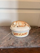 Ancien Pot Terrine Pâté Canard Faisan Céramique Vintage Portugal