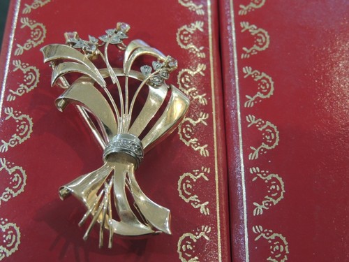 Broche ancienne bouquet - broche, or