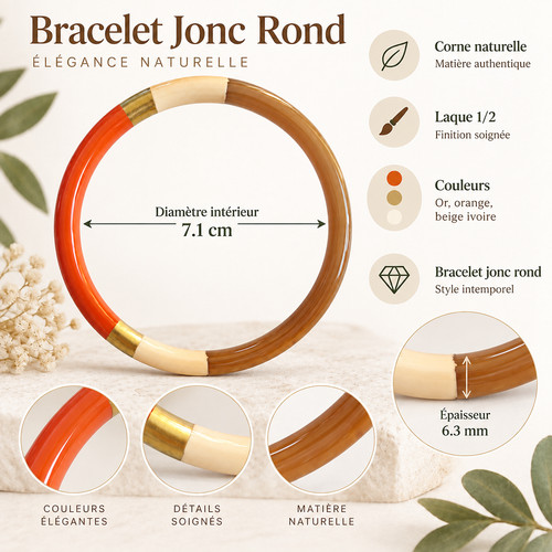 Bracelet jonc handmade corne