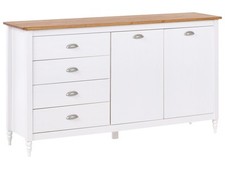 Buffet Scandinave en Bois de Pin avec 4 Tiroirs et 2 Portes Meuble de Rangement 