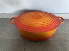Grande cocotte fonte vintage retro Le Creuset 35 cm bon état orange