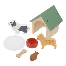  1 ensemble de niche miniature pour chien : modèle de mini-maison en bois avec